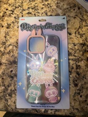 Biginto Energy Pink Holographic Bunny-Ear Case for iPhone 16 Pro Max